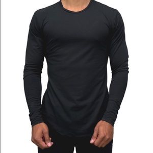ESNTLS Black Curved Hem Workout Long Sleeve Shirt